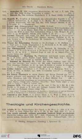 Theologie und Kirchengeschichte (Nr. 1228-1391)