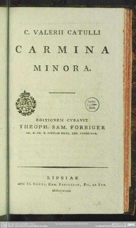 C. Valerii Catulli Carmina Minora