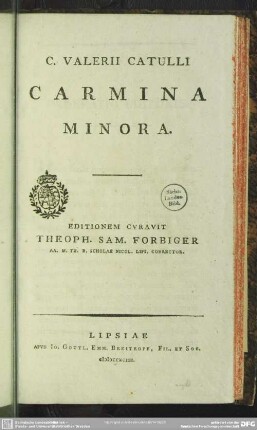 C. Valerii Catulli Carmina Minora