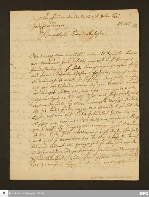 Brief von Ulrich Bogislaus von Bonin an August Hermann Francke.