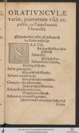 Oratiunculae variae puerorum usui expositae