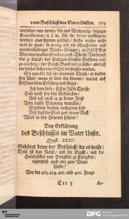Bey Erklärung des Beschlusses im Vater Unser.