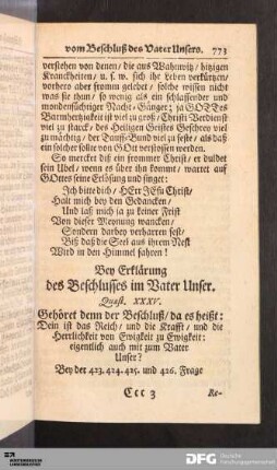 Bey Erklärung des Beschlusses im Vater Unser.