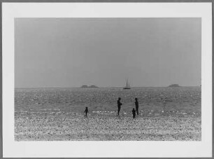 Südstrand mit Wattenmeer bei Wyk, im Hintergrund die Hallig Langeness, Insel Föhr
