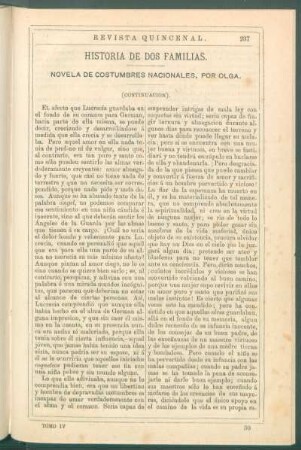 Historia de dos familias. : Novela de costumbres nacionales. (Continuación).