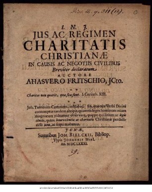 Ius Ac Regimen Charitatis Christianae In Causis Ac Negotiis Civilibus