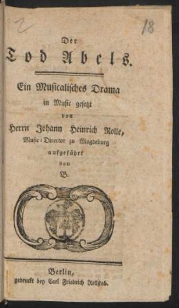 Der Tod Abels : Ein Musicalisches Drama