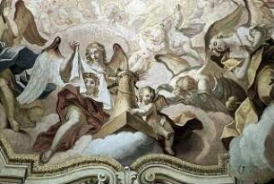 Engelschöre und die vier Erdteile in Verehrung Christi