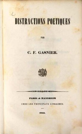 Distractions Poétiques : Par C. F. Gasnier