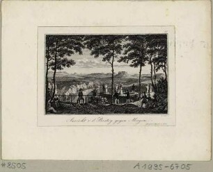 Basteiaussicht bei Rathen in der Sächsischen Schweiz nach Südosten mit Blick auf das Elbtal und die Tafelberge mit Königstein und Lilienstein