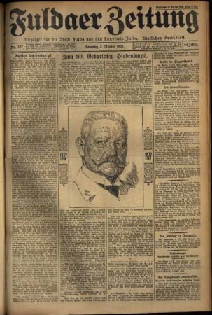 Erste Ausgabe vom Sonntag, den 02. Oktober 1927.