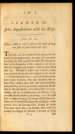 Sermon XV. Job's Expostulation with his Wife