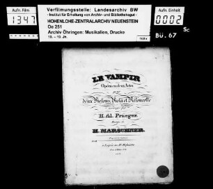 Marschner, H., Le Vampir. Opera en deux actes pour deux Violons, Viola et Violoncelle arrangé par H. Al. Praeger, Akt 2, Leipzig, Hofmeister.