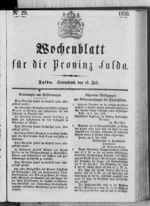 Nr. 29, Ausgabe vom 16. Juli 1859