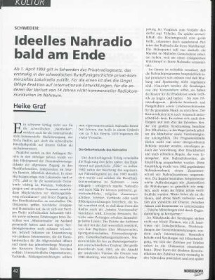 Schweden: Ideelles Nahradio bald am Ende