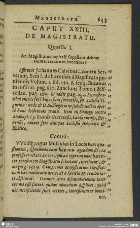Caput XXIII. De Magistratu