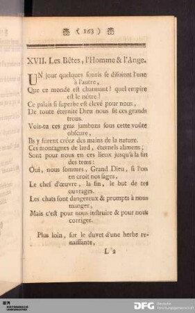 XVII. Les Bêtes, l'Homme & l'Ange
