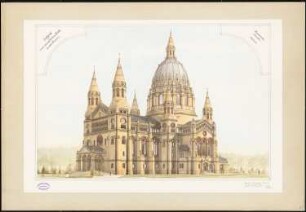 Kirche mit 2200 Plätzen: Perspektivische Ansicht