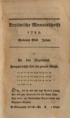 Berlinische Monatsschrift. 14, 14. 1789
