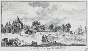 Moritzburg, Fasanenschlösschen mit Leuchtturm und Schiff (Der Jappan bey Moritzburg)