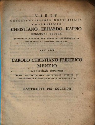De Febre Sic Dicta Puerperarum Dissertatio