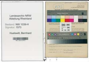 Entnazifizierung Bernhard Huelswitt , geb. 10.02.1872 (Baecker)