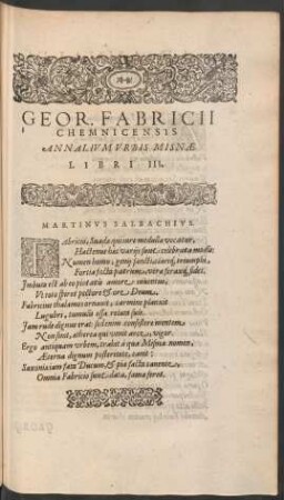Geor. Fabricii Chemnicensis Annalium Urbis Misnae Libri III.