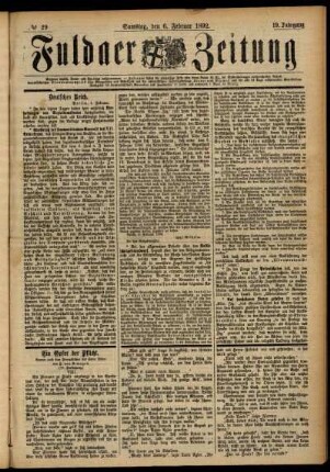 Ausgabe vom Samstag, den 06. Februar 1892.