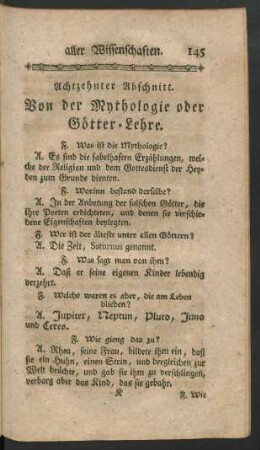 Achtzehnter Abschnitt. Von der Mythologie oder Götter-Lehre