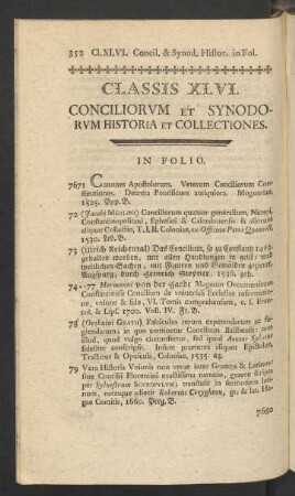 Classis XLVI. Conociliorum Et Synodorum Historia Et Collectiones