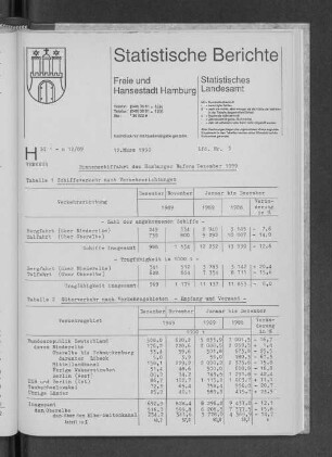 Binnenschiffahrt des Hamburger Hafens Dezember 1989 : Lfd. Nr. 5