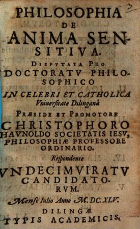 Philosophia de anima sensitiva