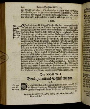 Der XXVII. Titul. Von Injurien und Schmähungen.
