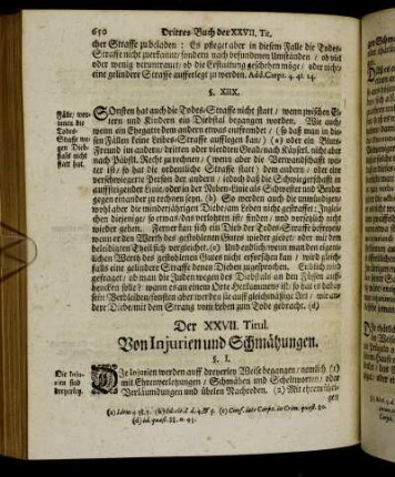 Der XXVII. Titul. Von Injurien und Schmähungen.