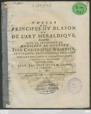 Theses Des Principes Du Blason Ou De L'Art Heraldique