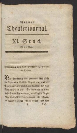 XI. Stück. den 25 May.