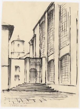 Evangelische Stadtkirche, Karlsruhe Wiederaufbau: Nebeneingang
