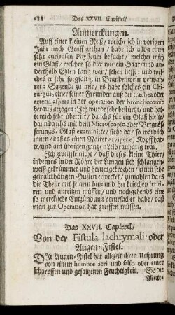 Das XXVII. Capittel. Von der Fistula lachrymali oder Augen-Fistel.