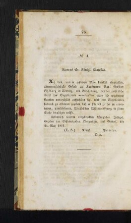 No. 4. Namens Sr. Königl. Majestät.