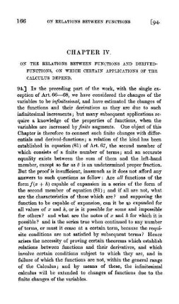 Chapter IV. On the relations between functions and derived-functions, on which chertain applications of the calculus depend.