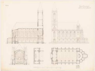 Kirche: Grundriss, Ansicht, Schnitte
