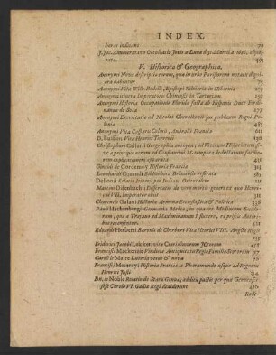V. Historica et Geographica.