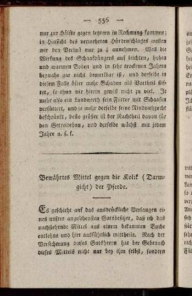 Bewährtes Mittel gegen die Kolik (Darmgicht) der Pferde