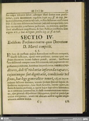 Sectio IV. Exhibens Personas contra quas Decretum D. Marci competit
