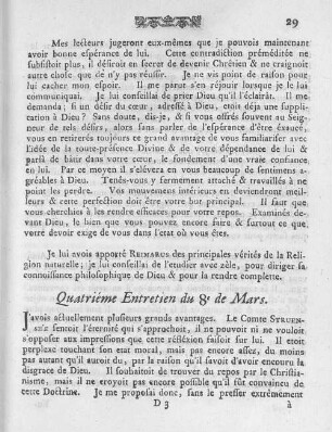 Quatriéme Entretin du 8e de Mars.