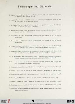 Zeichnungen und Stiche etc. (Nr. 121-137)