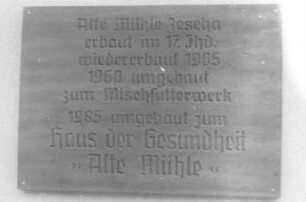 Neschwitz-Zescha. Ehem. Neumühle, Inschrift, Bau- und Nutzungsgeschichte