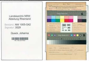 Entnazifizierung Johanna Quack , geb. 07.03.1884 ()