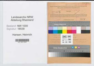 Entnazifizierung Heinrich Hansen, geb. 15.11.1904 (Zollsekretaer)