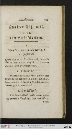 Zweiter Abschnitt: Von dem Schönschreiben